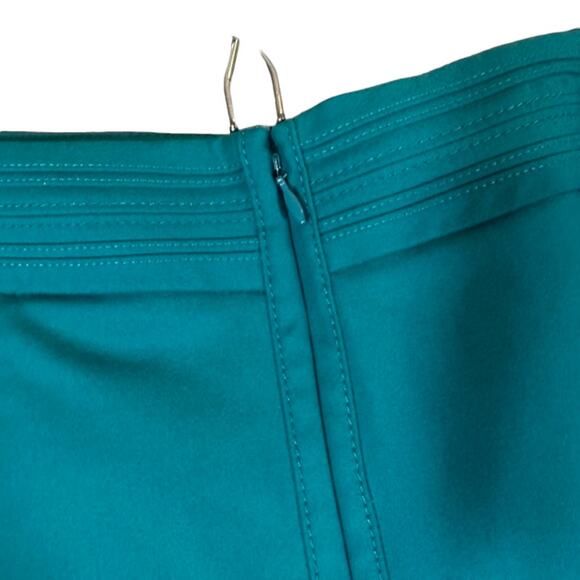 WHBM Perfect Form Teal Blue Straight Pencil Zipper Back Skirt Women Sz 0 - Picture 8 of 10